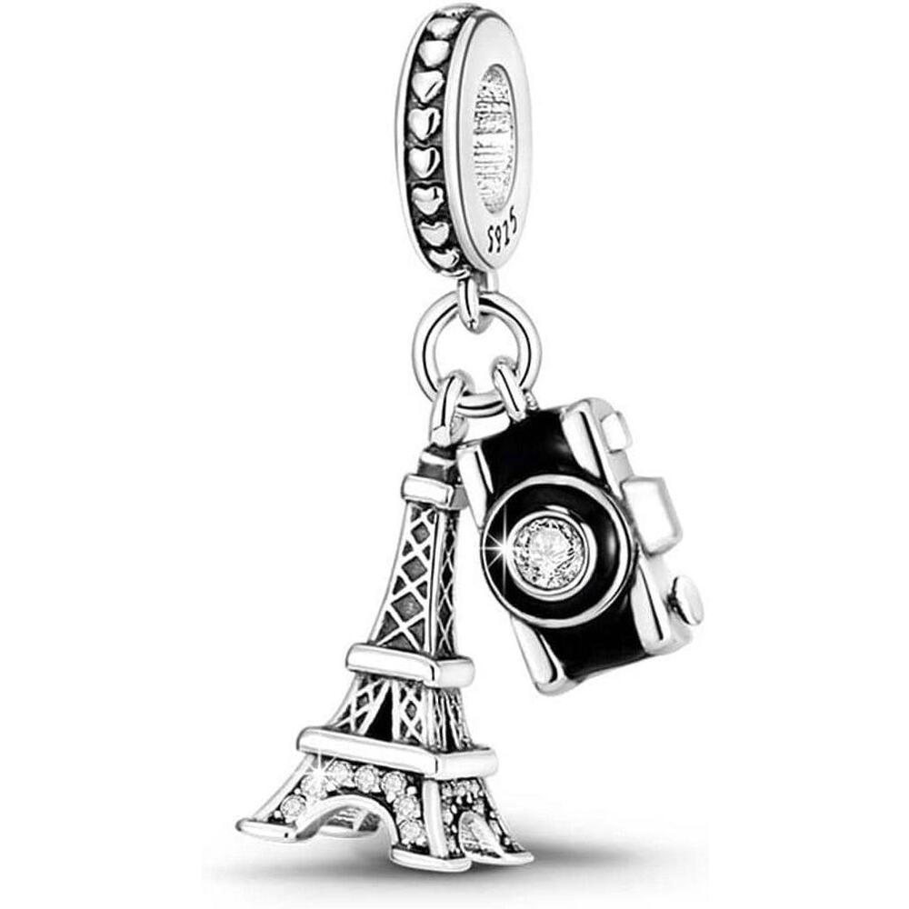 Romantic ParisTower Camera Charm Bracelet - S925 Sterling Silver